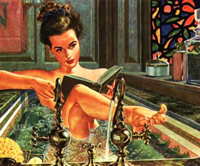 žena s knížkou ve vaně